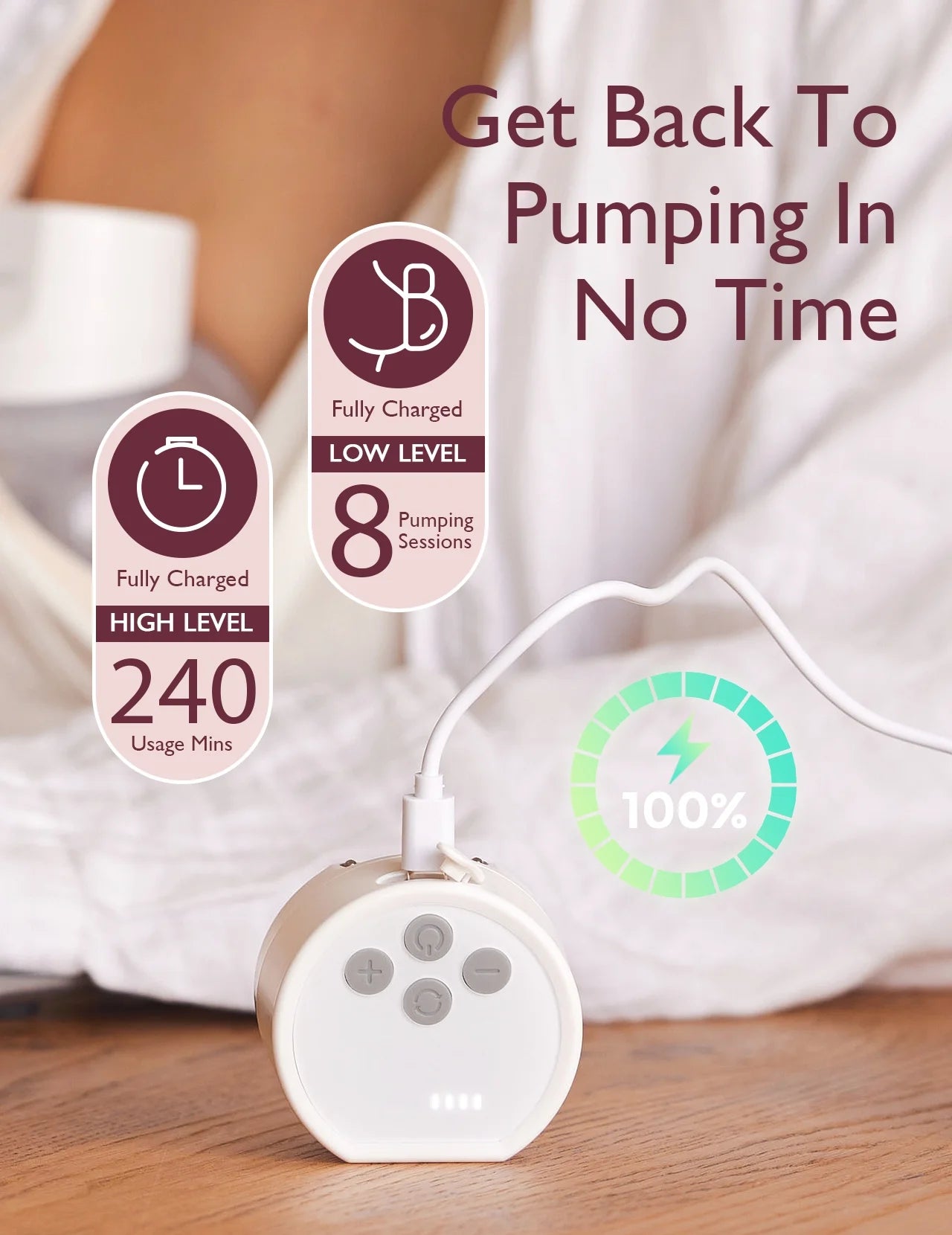 S12 Pro Hands Free Breast Pump Wearable, Double Portable Breast Pump Electric, 24Mm White