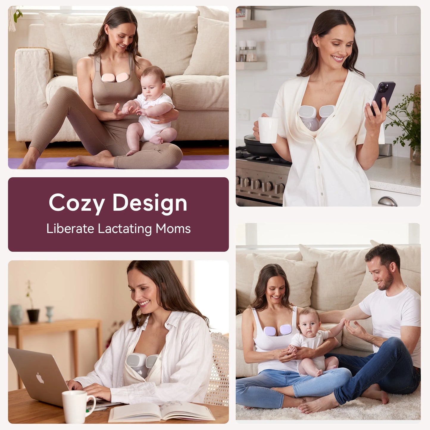 S9 Pro Wearable Breast Pump Hands Free, Mom Cozy Electric Portable Breast Pump 24Mm Purple