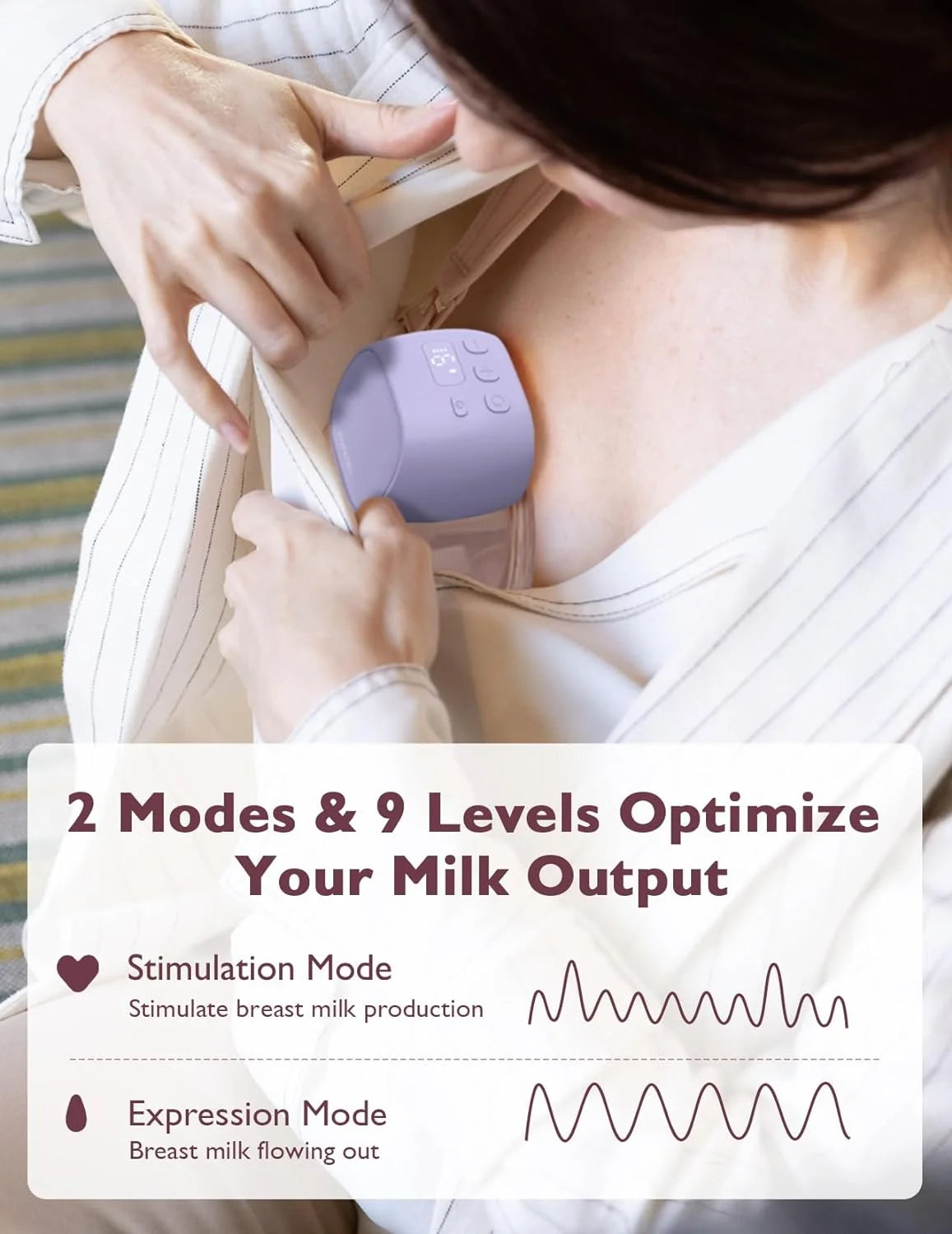 S9 Pro Wearable Breast Pump Hands Free, Mom Cozy Electric Portable Breast Pump 24Mm Purple