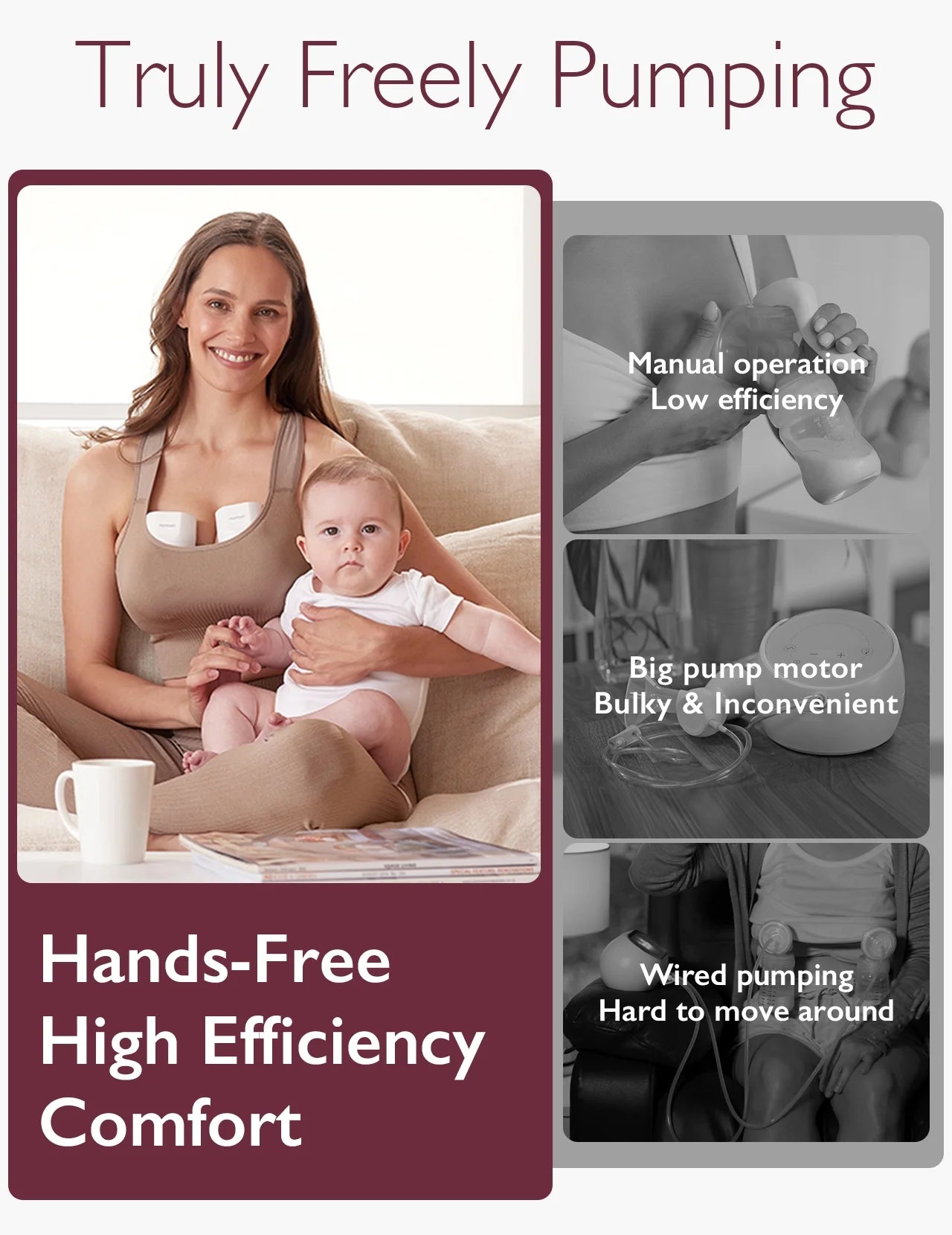 S12 Pro Hands Free Breast Pump Wearable, Double Portable Breast Pump Electric, 24Mm White