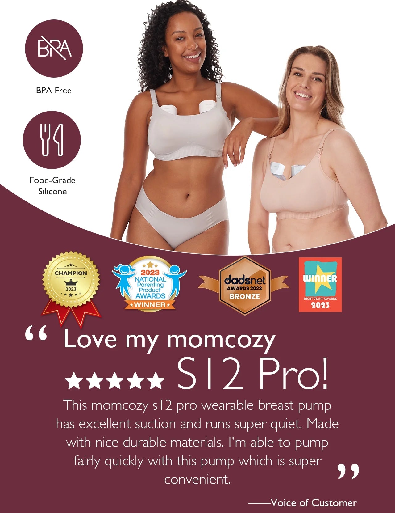 S12 Pro Hands Free Breast Pump Wearable, Double Portable Breast Pump Electric, 24Mm White