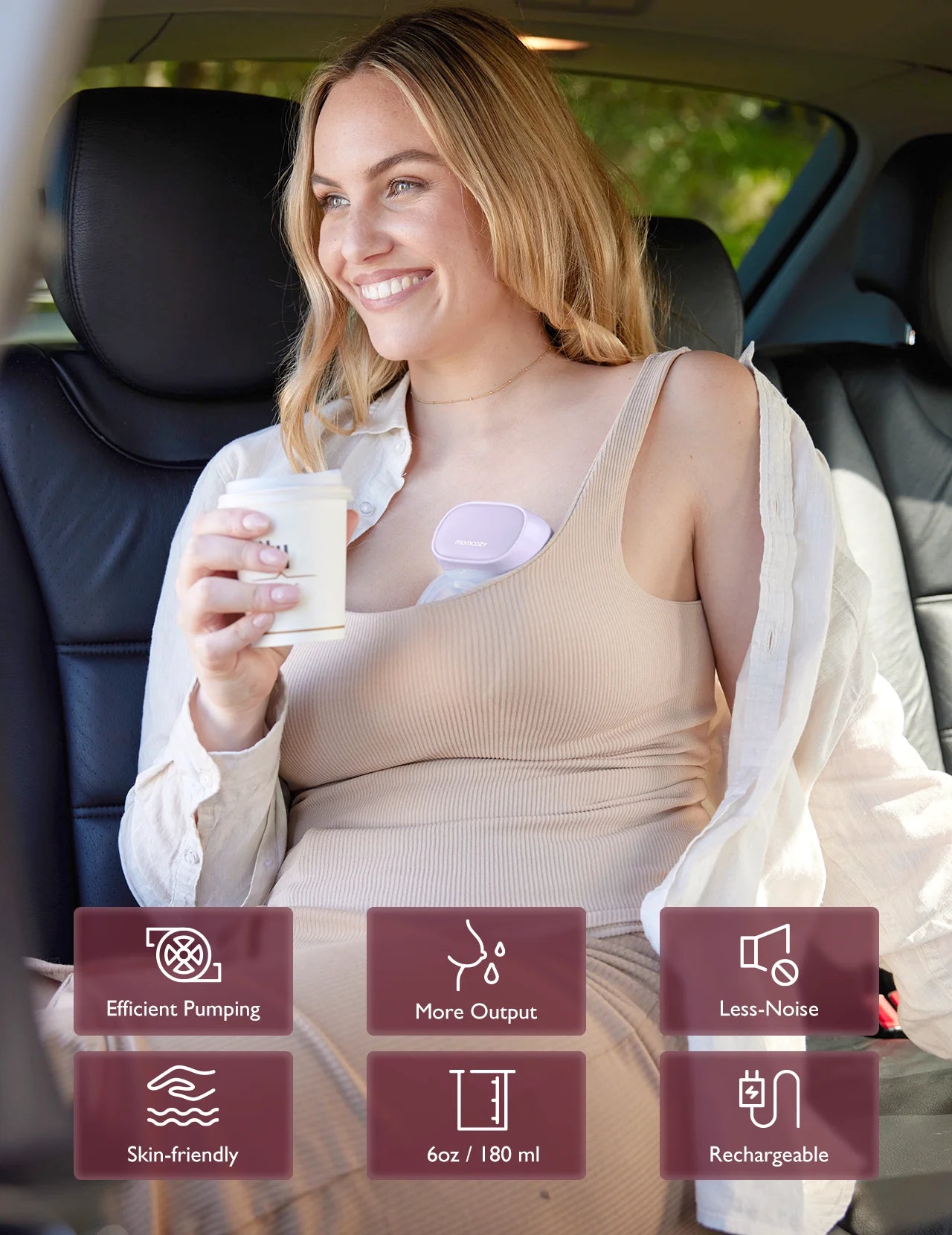 S9 Pro Wearable Breast Pump Hands Free, Mom Cozy Electric Portable Breast Pump 24Mm Purple