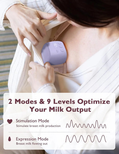 S9 Pro Wearable Breast Pump Hands Free, Mom Cozy Electric Portable Breast Pump 24Mm Purple
