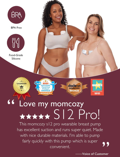 S12 Pro Hands Free Breast Pump Wearable, Double Portable Breast Pump Electric, 24Mm White